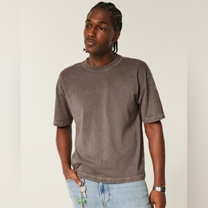 Hollister Heavyweight Boxy Fit Fall Washed Brown T Shirt